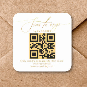 Sticker Carré élégant écriture manuscrite rsvp qr code mariage