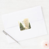 Sticker Carré Élégant, Élégant Pin Trees, Reindeer de Noël (Enveloppe)