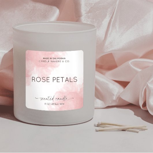 Sticker Carré Élégant emballage de produits d'aquarelle rose