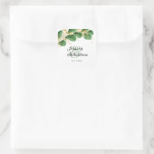 Sticker Carré Élégant Emerald Green et Gold Eucalyptus Mariage (Sac)