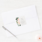 Sticker Carré Elégant Eucalyptus Blush Rose Mariage rose (Enveloppe)