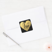 Sticker Carré Elégant Faux Gold Foil LOVE Black Mariage (Enveloppe)