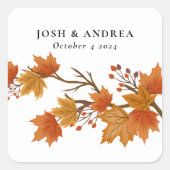Sticker Carré Elégant feuillage Automne Rustique Fiançailles Mar (Devant)