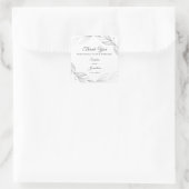 Sticker Carré Élégant Feuille Mariage en argent Merci (Sac)