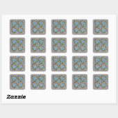 Sticker Carré Élégant Fleur Bleu Périwinkle Floral Classic (Feuille)