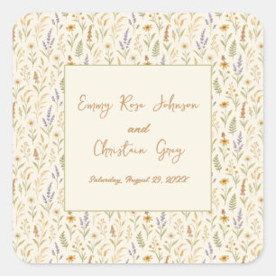 Sticker Carré Elégant Fleur sauvage aquarelle Mariage floral