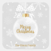 Sticker Carré Élégant flocon de neige Ornement blanc Noël (Devant)