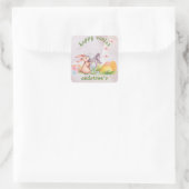 Sticker Carré Élégant floral aquarelle - Joyeuses Pâques  (Sac)
