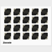 Sticker Carré Élégant floral noir blanc or Mariage minimal (Feuille)