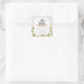 Sticker Carré Élégant Floral Teapot Adresse de retour (Sac)