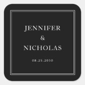 Sticker Carré Elegant Formal Black And White Wedding (Devant)