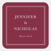 Sticker Carré Elegant Formal Burgundy Wedding (Devant)