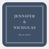 Sticker Carré Elegant Formal Navy Blue Wedding (Devant)