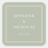 Sticker Carré Elegant Formal  Sage Green Wedding (Devant)