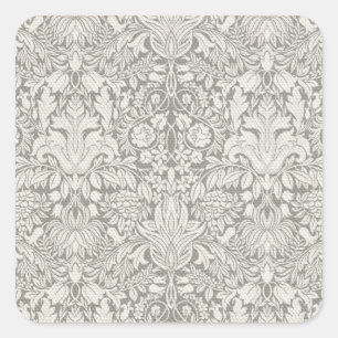 Sticker Carré élégant formel brocart de dentelle en damas blanc