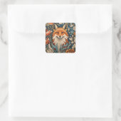 Sticker Carré Elégant Fox William Morris Inspiré Floral (Sac)