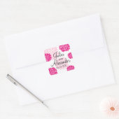 Sticker Carré Élégant Fuchsia Rose Blush Floral Burst Mariage (Enveloppe)