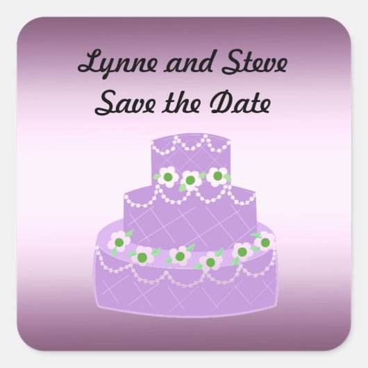Sticker Carré Élégant gâteau de mariage Enregistrer la date (Devant)