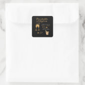 Sticker Carré Elégant Gold Double Célébration Anniversaire conjo (Sac)