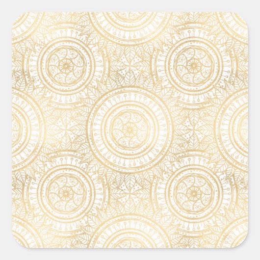 Sticker Carré Elegant Gold Mandala Sunflower White Pattern (Devant)
