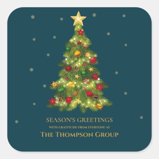 Sticker Carré Élégant Gold Noël Arbre d'affaires vacances (Devant)