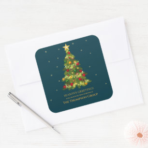 Sticker Carré Élégant Gold Noël Arbre d'affaires vacances