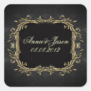 Sticker Carré Élégant Gold noir Regal Mariage officiel