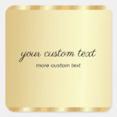 Sticker Carré Elegant Gold Template Handwritten Your Custom Text (Devant)