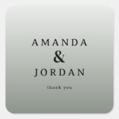 Sticker Carré Elegant Gray Typographic Thank You (Devant)