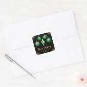 Sticker Carré Elegant Green and Gold Ornament Christmas (Enveloppe)