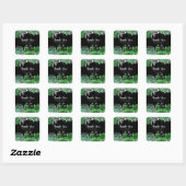 Sticker Carré Elegant Green and Silver Flowers Birthday Party (Feuille)
