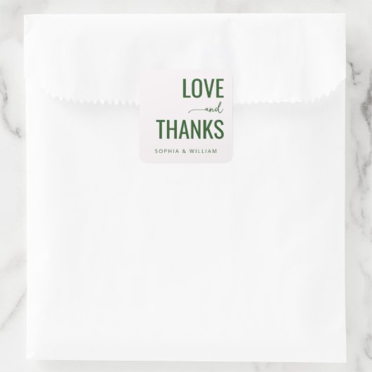Sticker Carré Elegant Green Love Thanks (Sac)