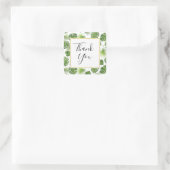 Sticker Carré Élégant Green Tropical Feuille Motif Merci (Sac)