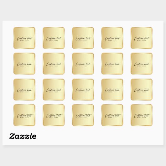 Sticker Carré Elegant Hand Script Gold Template Your Custom Text (Feuille)