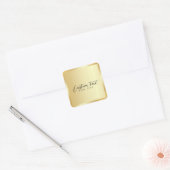 Sticker Carré Elegant Hand Script Gold Template Your Custom Text (Enveloppe)
