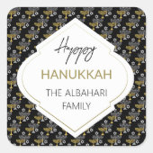 Sticker Carré Elégant Hanoukka Holiday Motif Gold (Devant)