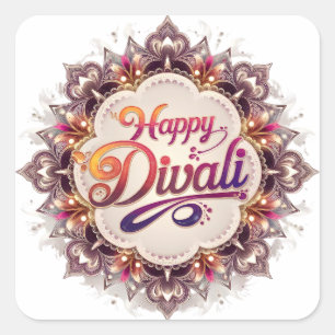 Sticker Carré Elégant Happy Diwali Festival de la lumière