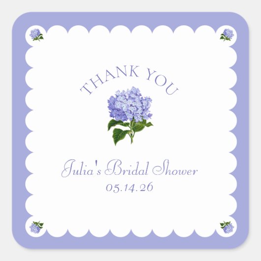 Sticker Carré Élégant Hydrangea Classique à Bordure Crantée pour (Devant)