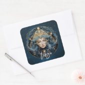 Sticker Carré Elégant Imaginaire Vierge Zodiac Black Gold Virgo (Enveloppe)