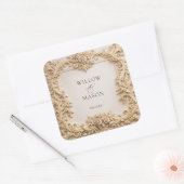 Sticker Carré Elegant Ivory Floral Scroll Wedding (Enveloppe)