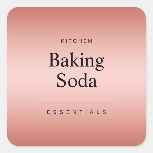Sticker Carré Elegant Kitchen Baking Soda Rose Gold Color (Devant)
