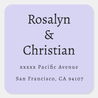 Sticker Carré Elegant Lavender Wedding Return Address