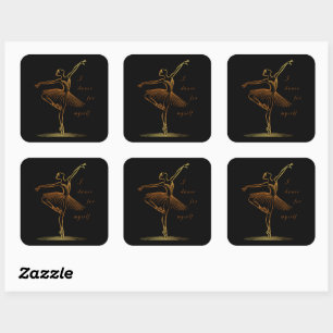 Sticker Carré Elegant Line Art of Ballerina - Je danse pour moi