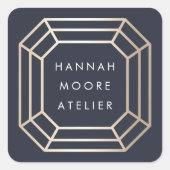 Sticker Carré Élégant logo Faux Gold Gemstone (Devant)