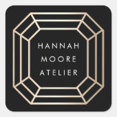 Sticker Carré Élégant logo Faux Gold Gemstone (Devant)