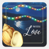 Sticker Carré Elégant Lune Plage Mariage Faveur (Devant)
