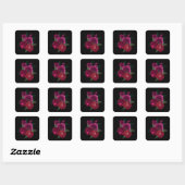 Sticker Carré Elegant Magenta Rose Floral Bouquet (Feuille)