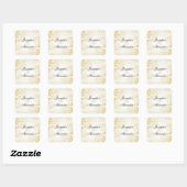 Sticker Carré Elégant Mariage Abstrait Aquarelle Or (Feuille)