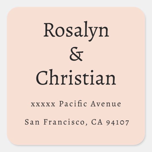 Sticker Carré Élégant Mariage beige neutre Adresse de retour (Devant)