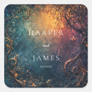 Sticker Carré Élégant Mariage céleste